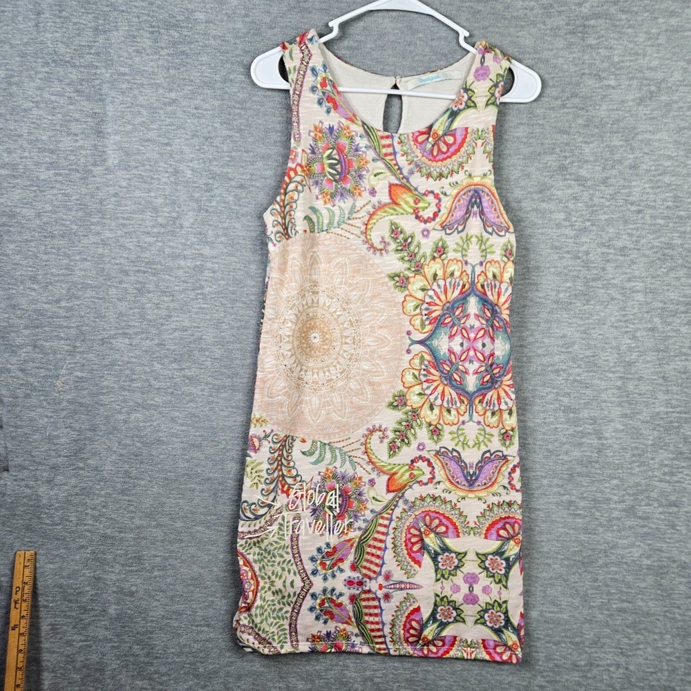 Desigual Women's Round Neck Stretch Sleeveless Lined Shift Dress Size M